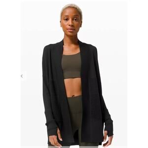 Lululemon Cardigan Sweater Sit in Lotus Wrap Long Sleeves Open-Front Tight Knit